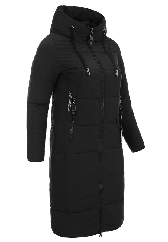 Damska Kurtka Pikowana Długa Ariada Czarna
