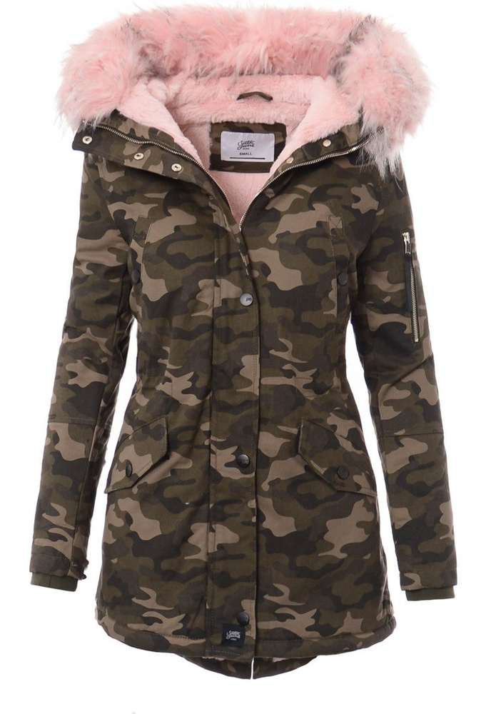 Kurtka Parka Jula Moro Z Różowym Futrem