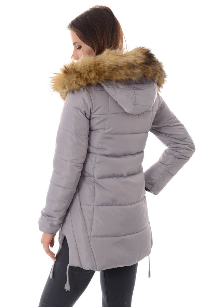 Damska Zimowa Ortalionowa Kurtka Pamela Szara