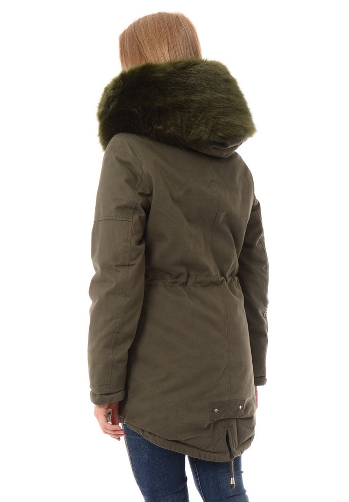 Kurtka Parka Aleksandra Zielona Z Zielonym Futrem