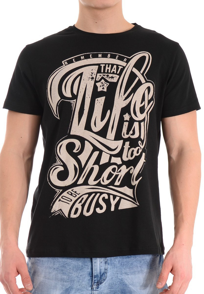 Męska Koszulka T-Shirt Nadruk Czarna