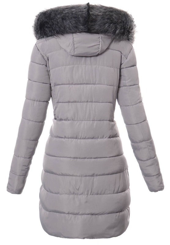 Damska Długa Zimowa Ortalionowa Kurtka Szara