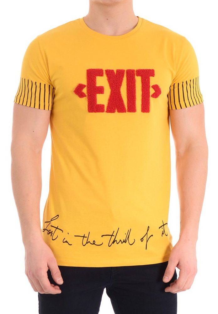 Męska Koszulka T-Shirt Nadruk Żółta