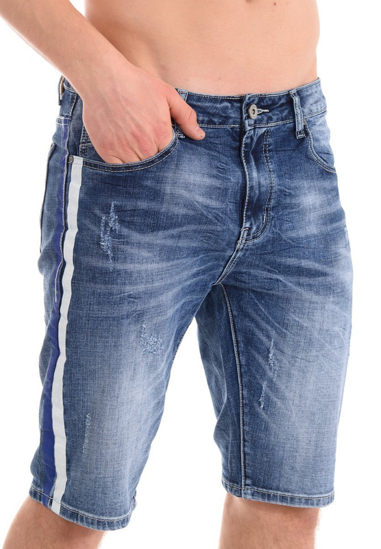 Męskie Spodenki Jeansowe Granatowe