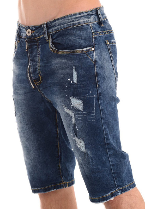 Męskie Spodenki Jeansowe Granatowe