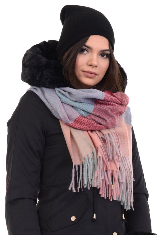 Szal Damski Bordowo- Różowy