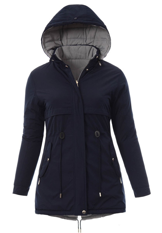 Damska Kurtka Parka Zimowa Dwustronna Karen Granatowa