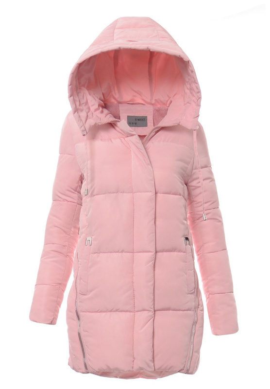 Damska Długa Zimowa Kurtka Ortalionowa Różowa