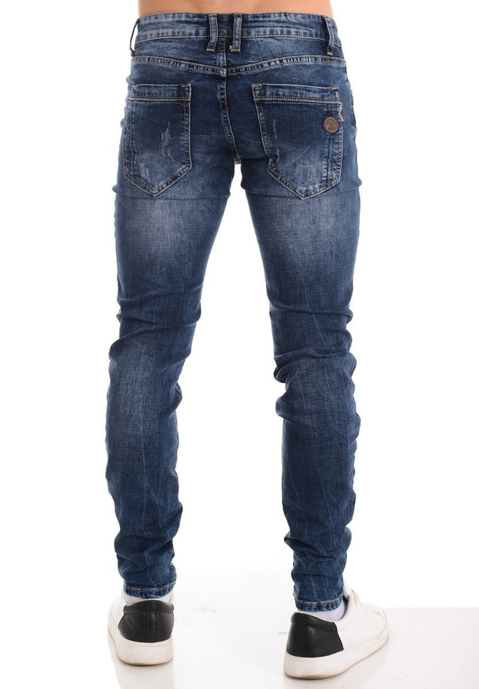 Męskie Spodnie Jeansowe Granatowe
