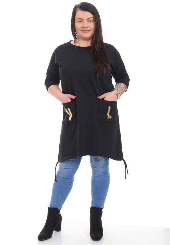 Damska Sukienka Tunika Czarna 