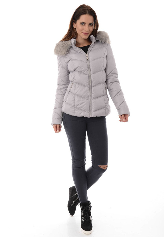 Damska Zimowa Kurtka Ortalionowa Szara