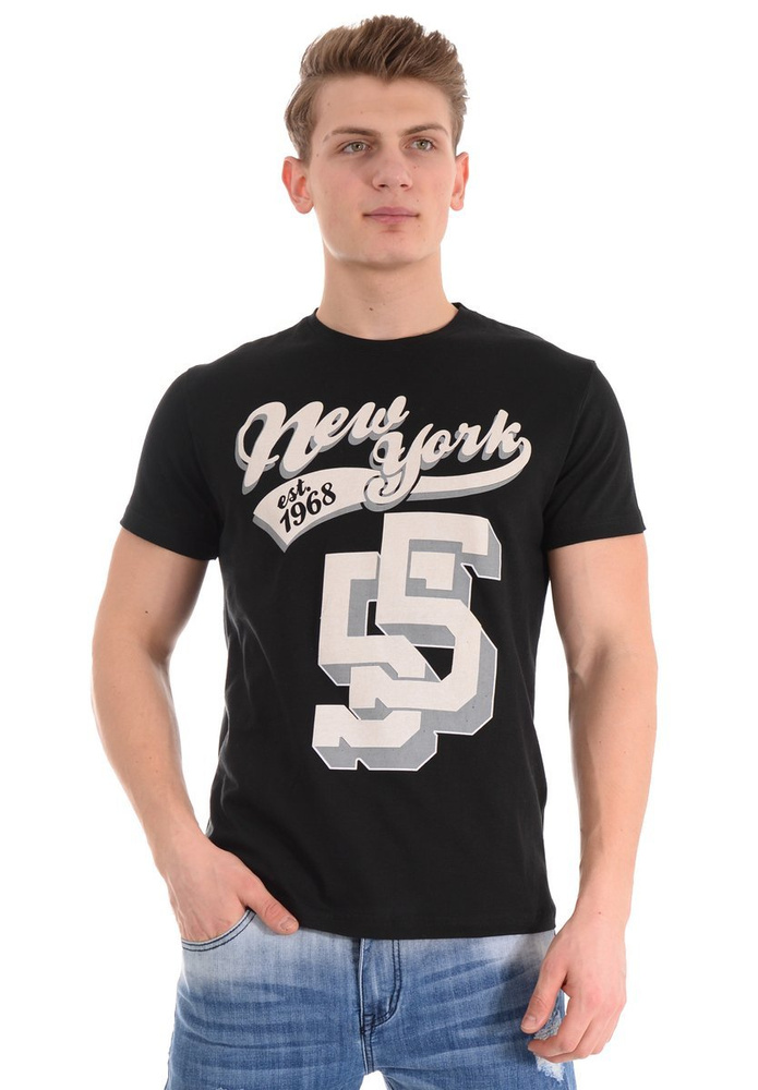 Męska Koszulka T-Shirt Nadruk Czarna