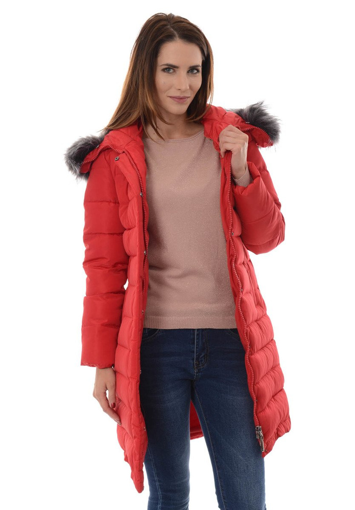 Damska Zimowa Kurtka Ortalionowa Czerwona