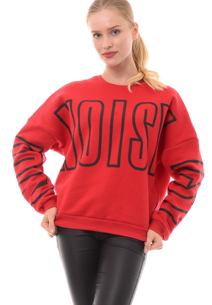 Damska Bluza Oversize Nadruk Czerwona