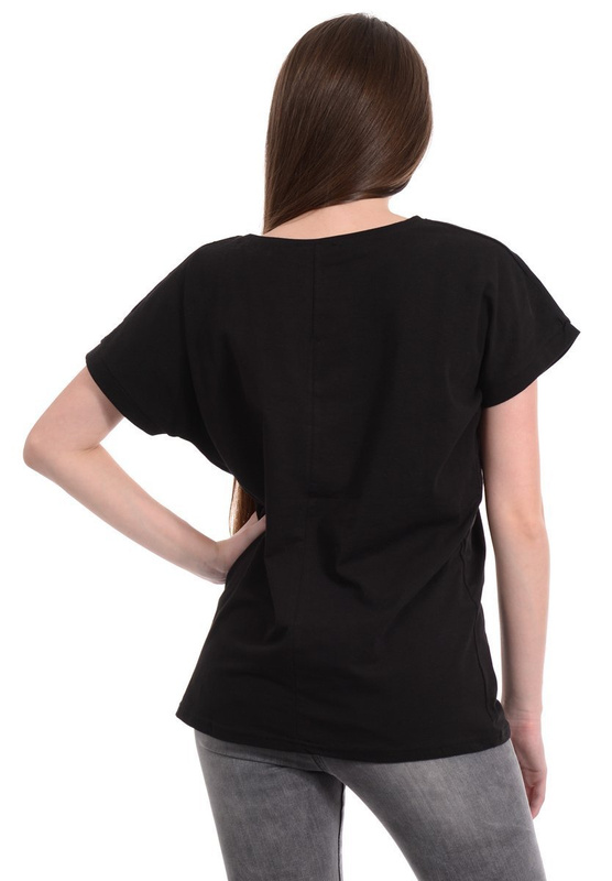 Damska Koszulka Nadruk Dziewczyna Blondynka Czarna