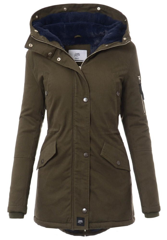 Kurtka Parka Jula Zielona Z Granatowym Futrem