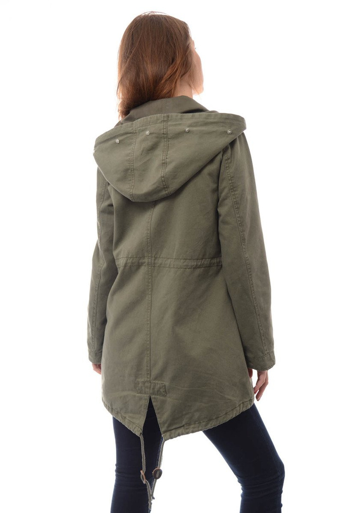 Damska Kurtka Parka Zimowa 2w1 Zielona z Białym Futerkiem