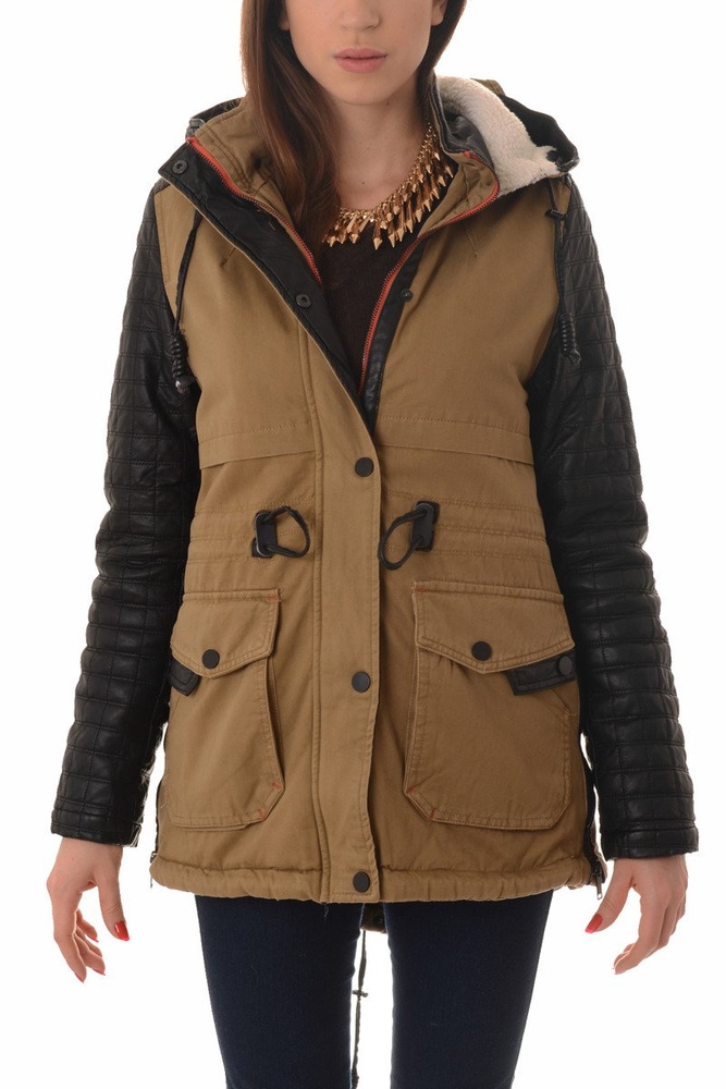Damska Zimowa Parka Kurtka Beżowa (292)