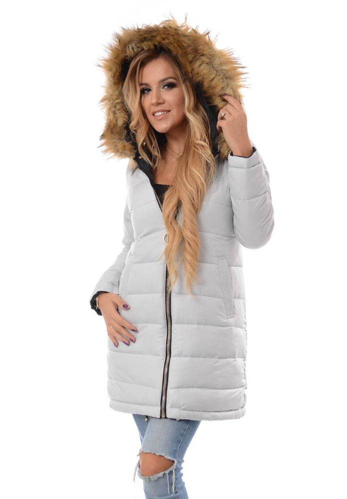 Damska Dwustronna Zimowa Kurtka Granatowa