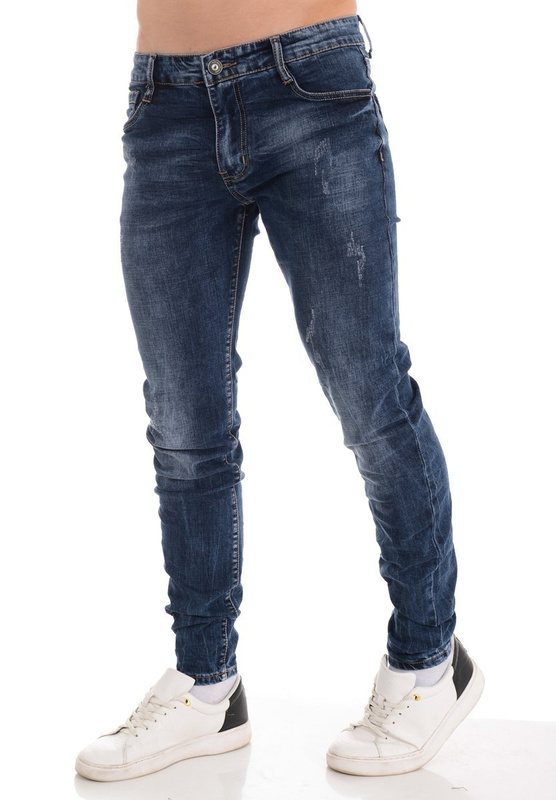 Męskie Spodnie Jeansowe Granatowe