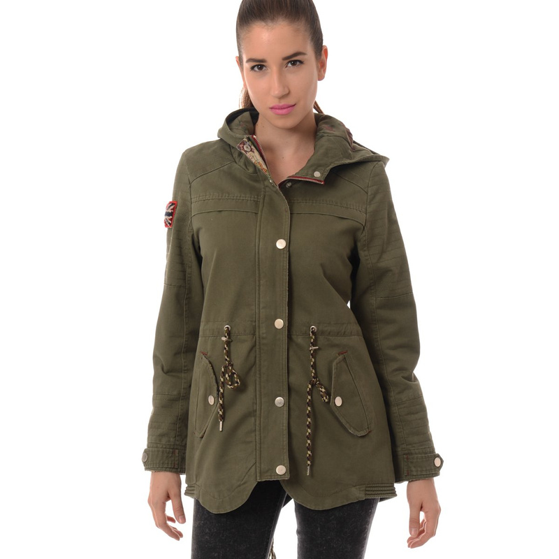 Damska Kurtka Parka Jesienna Oliwkowa (509)