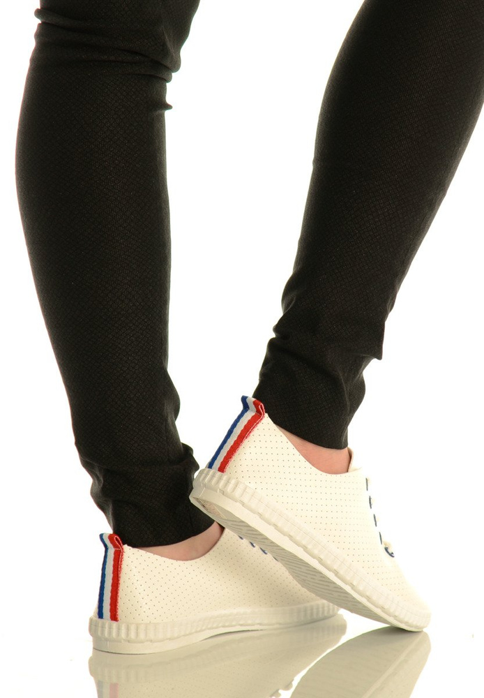 Damskie Trampki Tenisówki Karla Biało Niebieskie