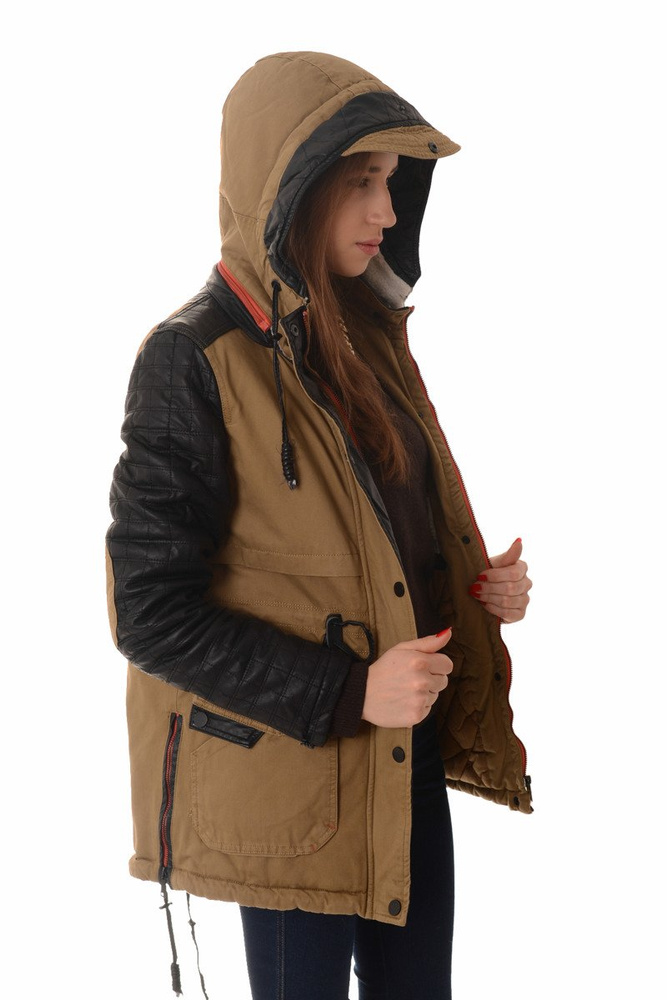 Damska Zimowa Parka Kurtka Beżowa (292)