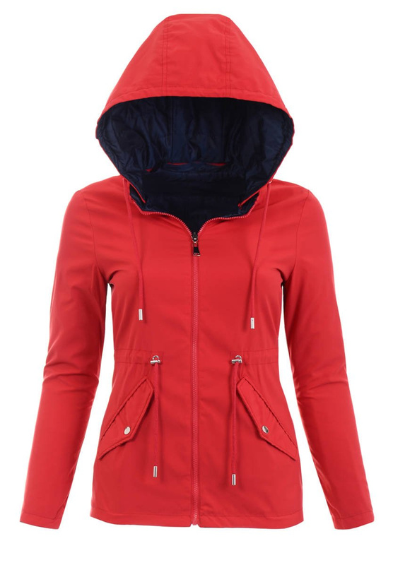 Kurtka Dwustronna Wiosenna Jolanta Czerwono - Granatowa