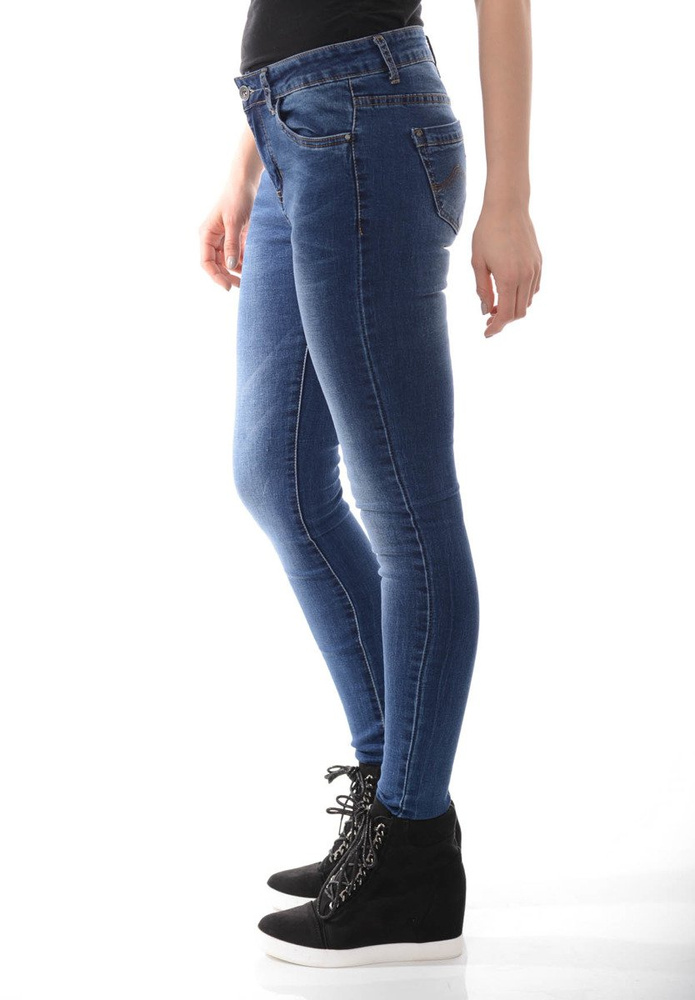 Damskie Spodnie Jeansy Rurki Niebieskie