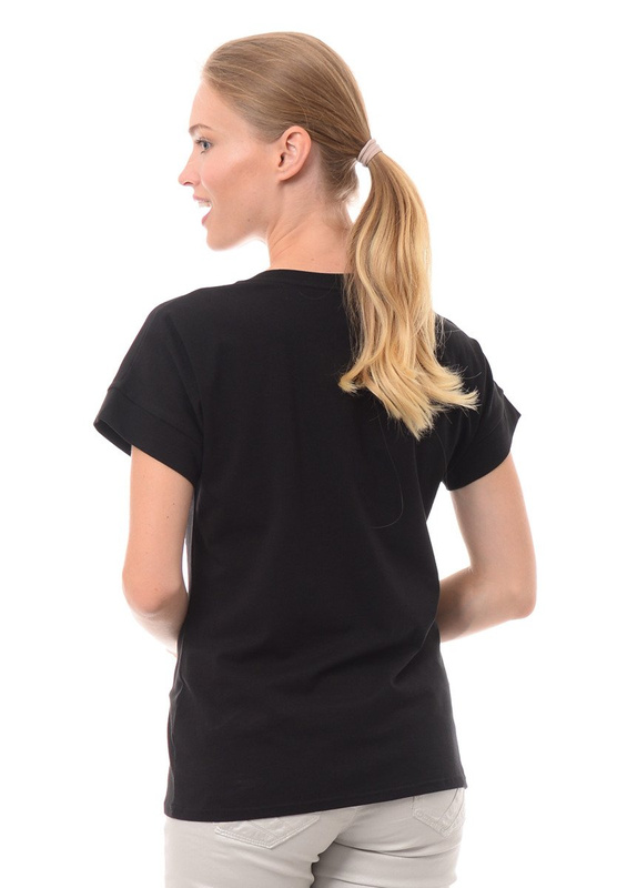 Damska Koszulka z Nadrukiem Czarna