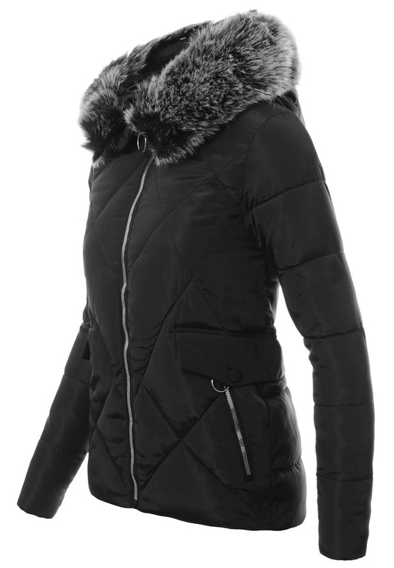  Damska Zimowa Kurtka Ortalionowa Czarna