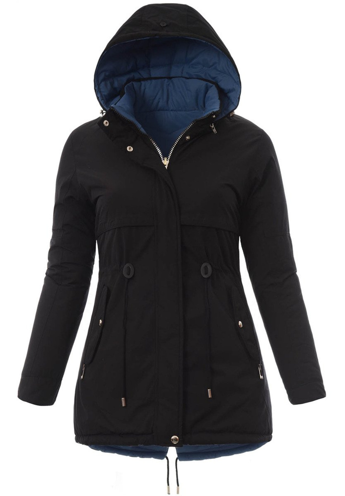 Damska Kurtka Parka Zimowa Dwustronna Karen Czarna