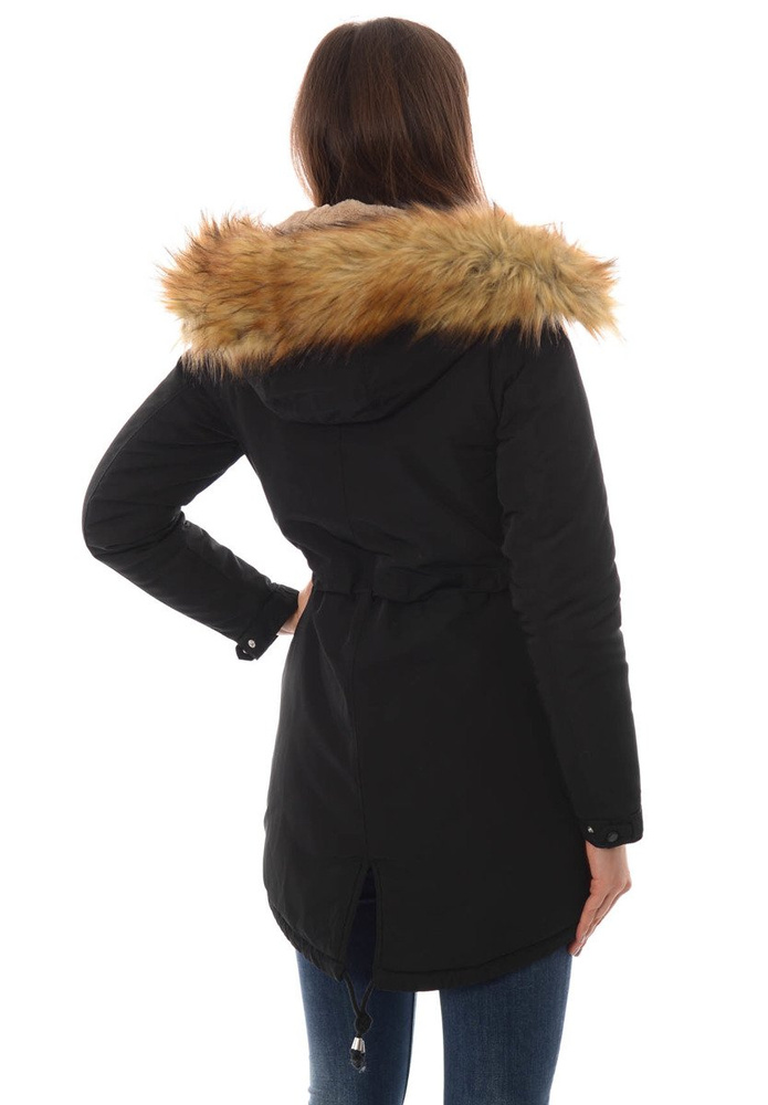 Damska Kurtka Parka Ortalionowa Zimowa Czarna