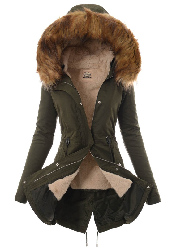 Damska Kurtka Parka Zimowa 2w1 Zielona