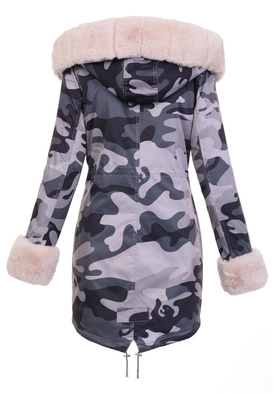 Damska Kurtka Parka Zimowa Sofia Moro Z Futerkiem Ecru