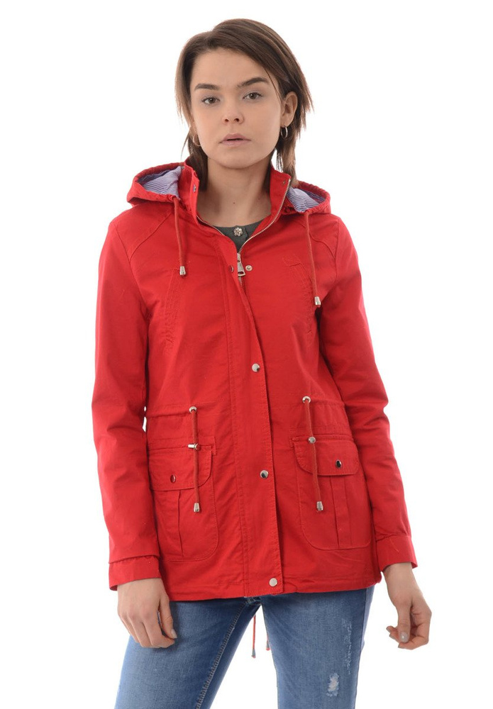 Damska Kurtka Parka Wiosenna Kasandra Czerwona