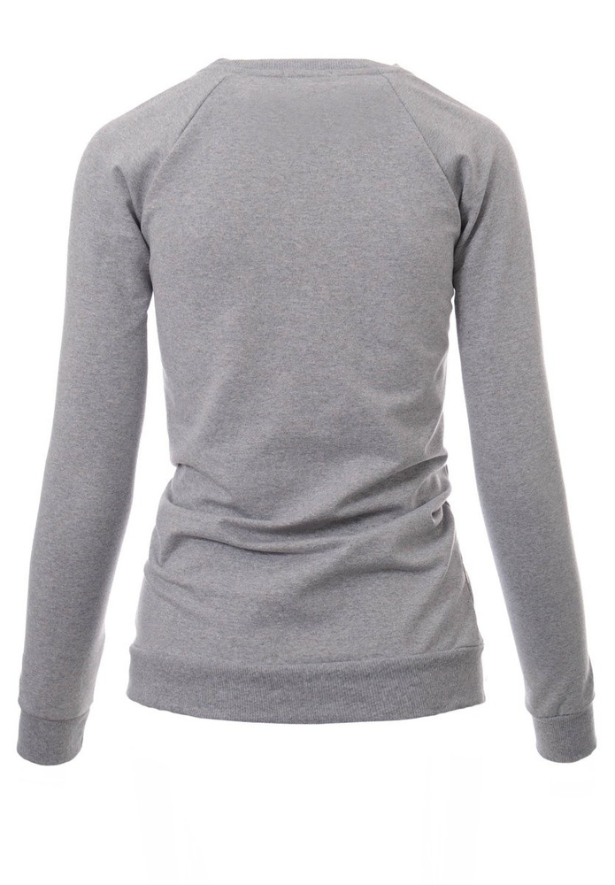 Damska Bluza Bawełniana Nadruk Papuga Jasno Szara