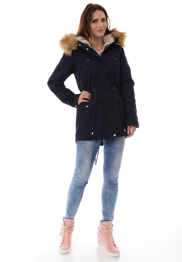 Damska Kurtka Parka Zimowa 2w1 Amira Granatowa