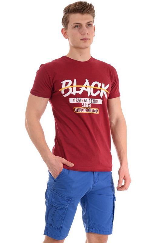 Męska Koszulka T-Shirt Nadruk Bordowa