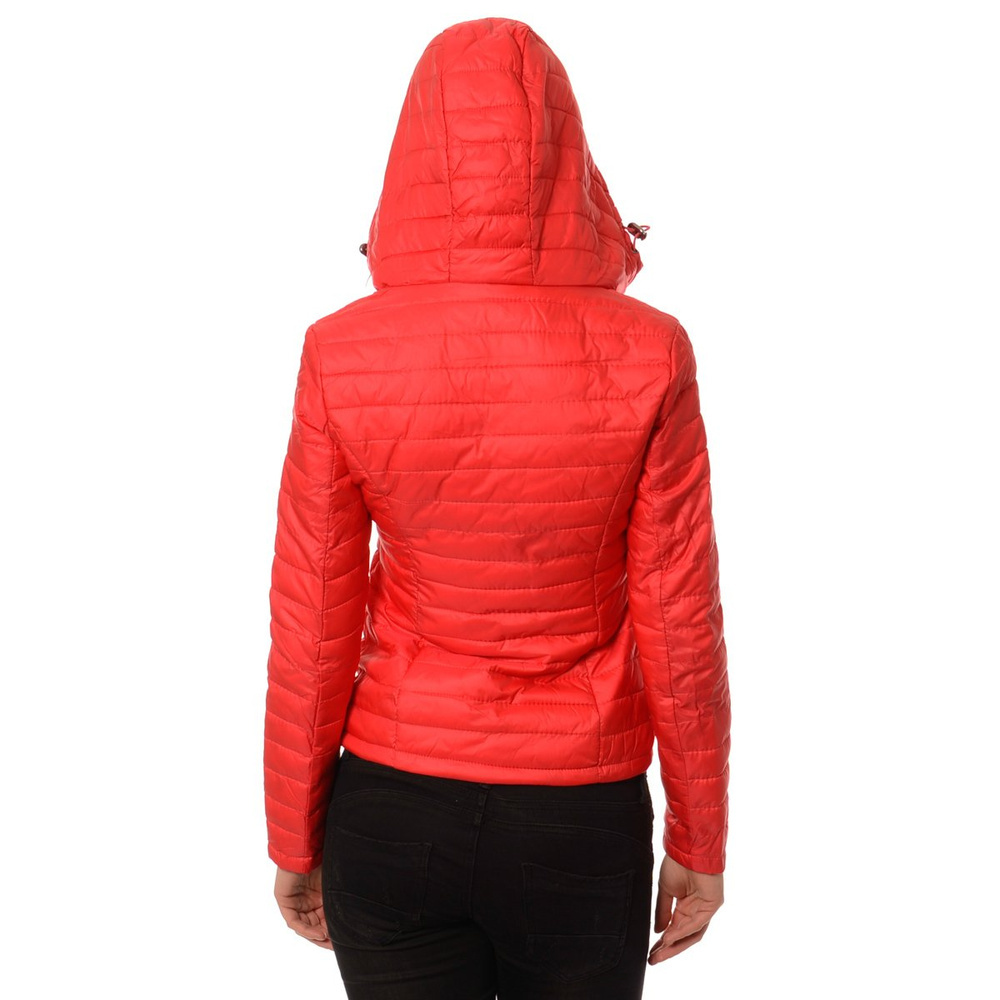 Damska Wiosenna - Jesienna Kurtka Ortalionowa Malinowa