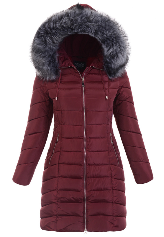 Damska Zimowa Kurtka Bordowa