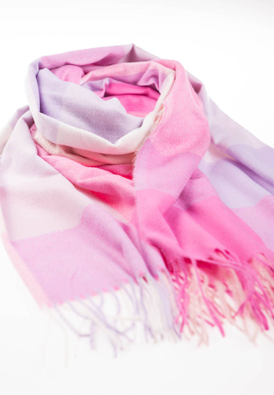 Szal Damski Fioletowy W Kratę