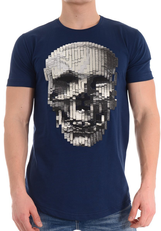 Męska Koszulka T-Shirt Nadruk Granatowa