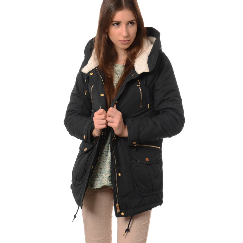 Damska Kurtka Parka Zimowa Granatowa