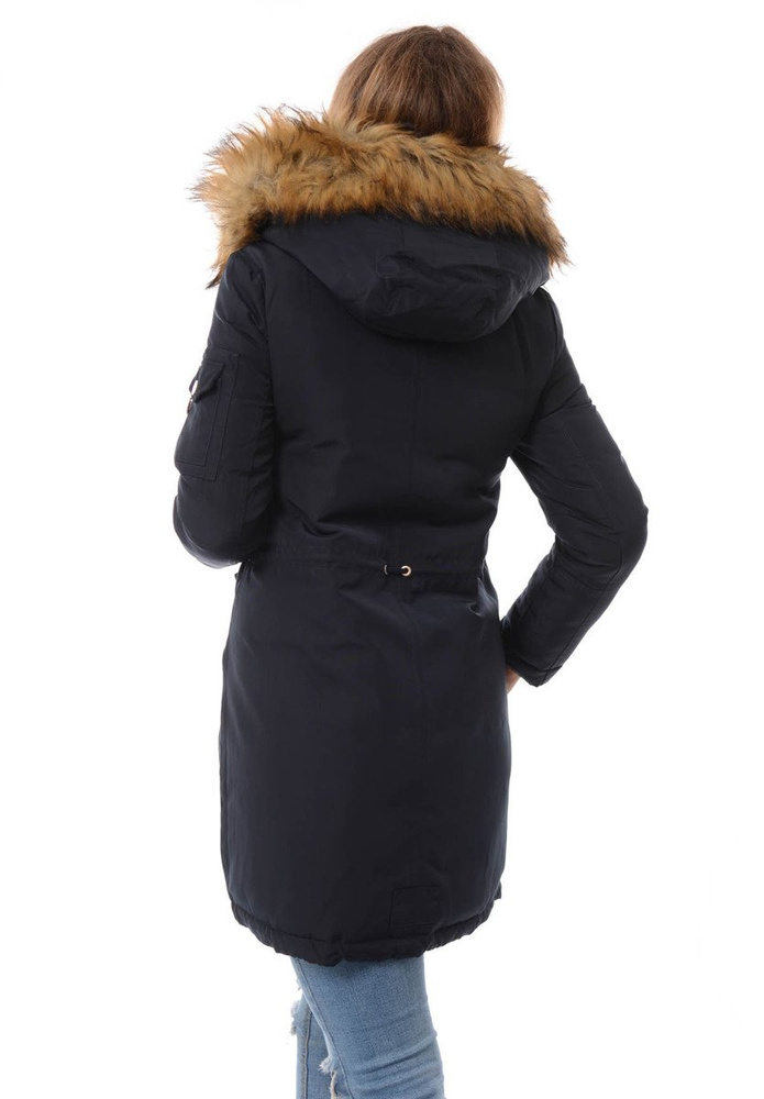 Damska Dwustronna Zimowa Kurtka Granatowa