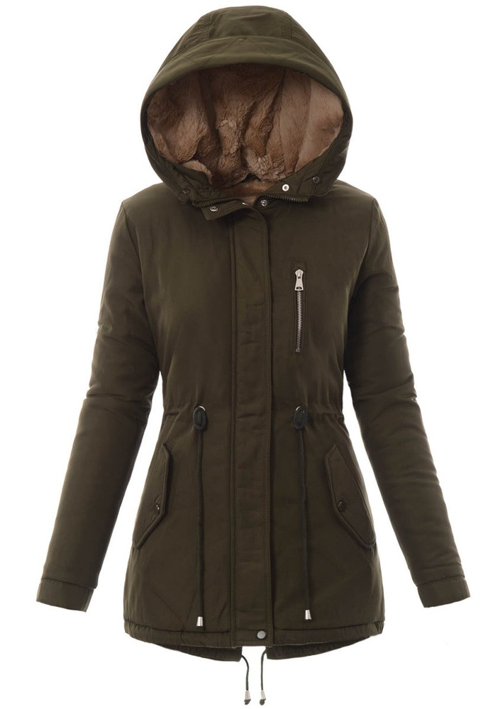 Damska Kurtka Parka Ortalionowa Zimowa Zielona
