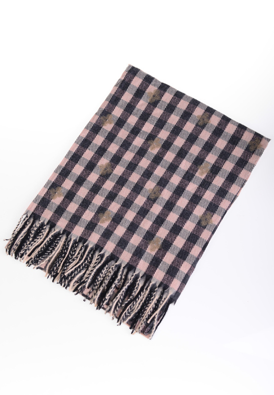 Szal Damski W Kratę Czarny Z Różem