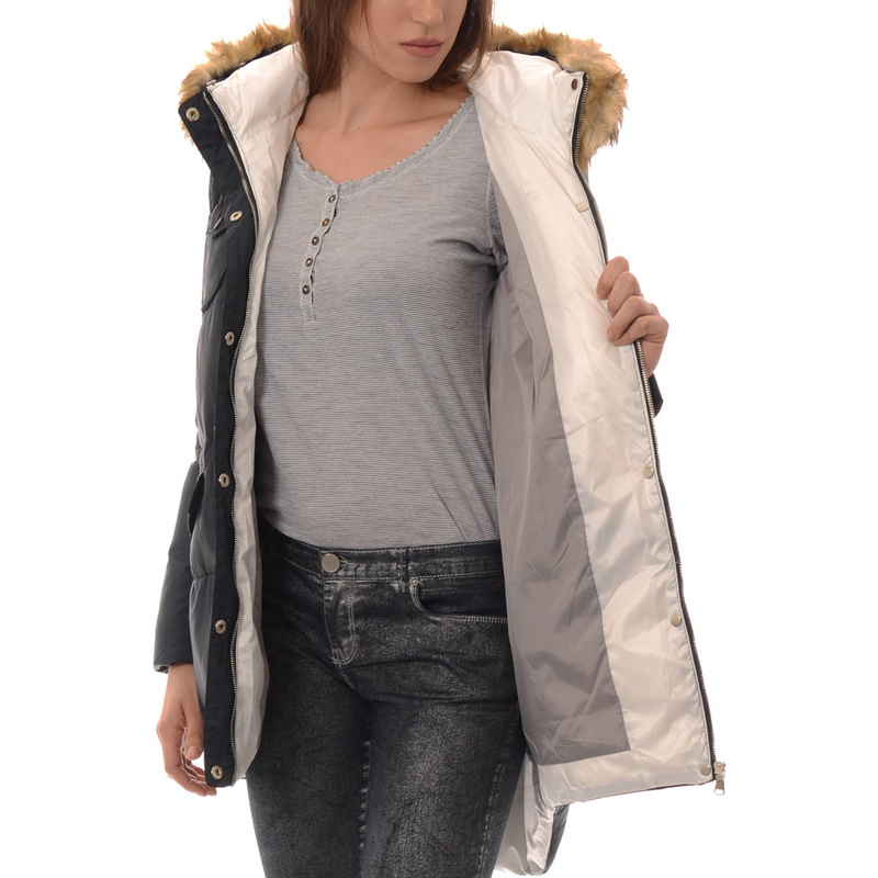 Damska Asymetryczna Kurtka Zimowa Granat