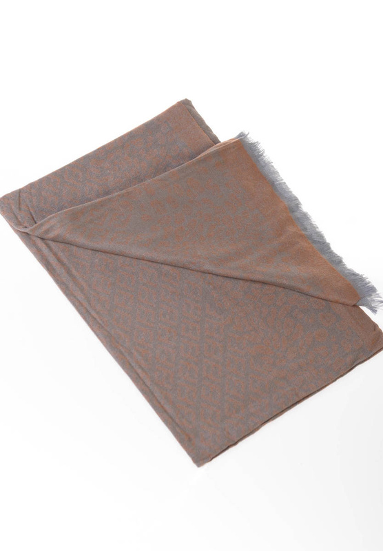 Szal Damski W Panterkę Brązowo- Niebieski