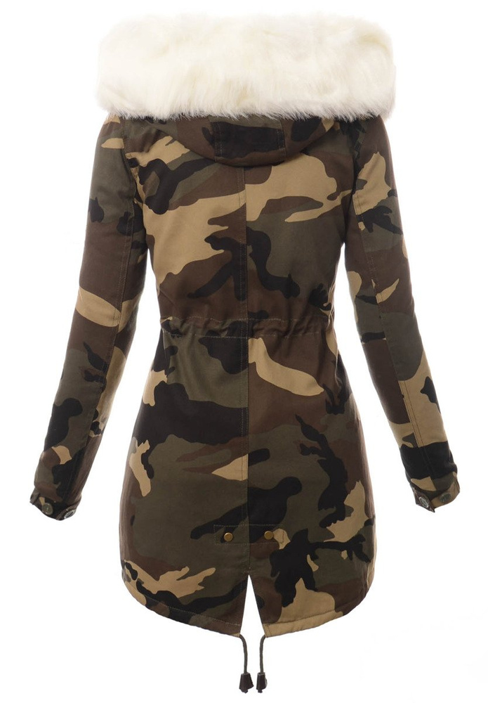Damska Kurtka Parka Zimowa Moro z Białym Futerkiem